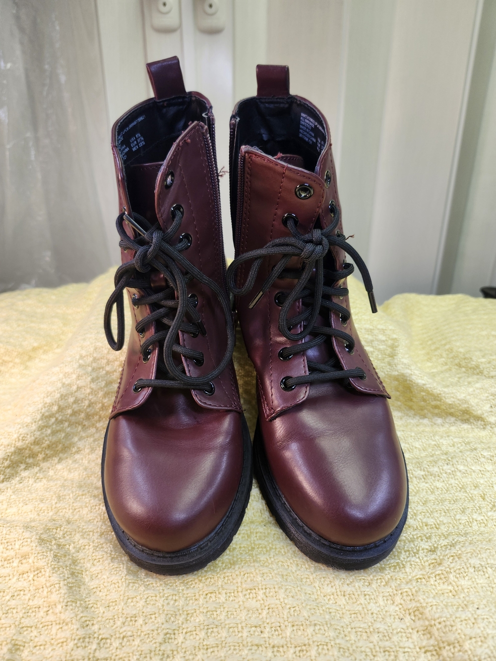 Time Tru Women's Burgundy Lace-Up Combat Boots